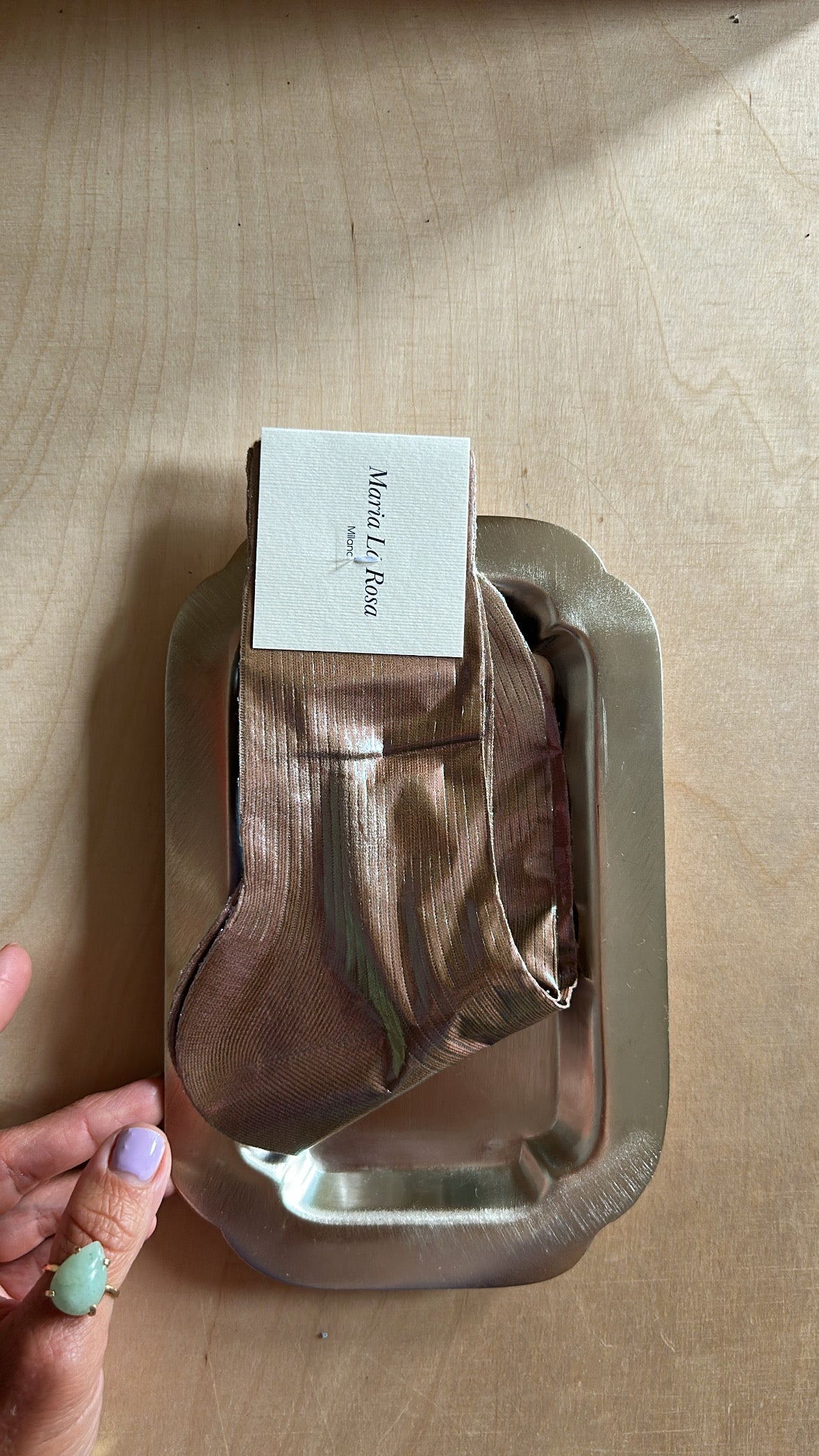One ribbed laminated- silk socks