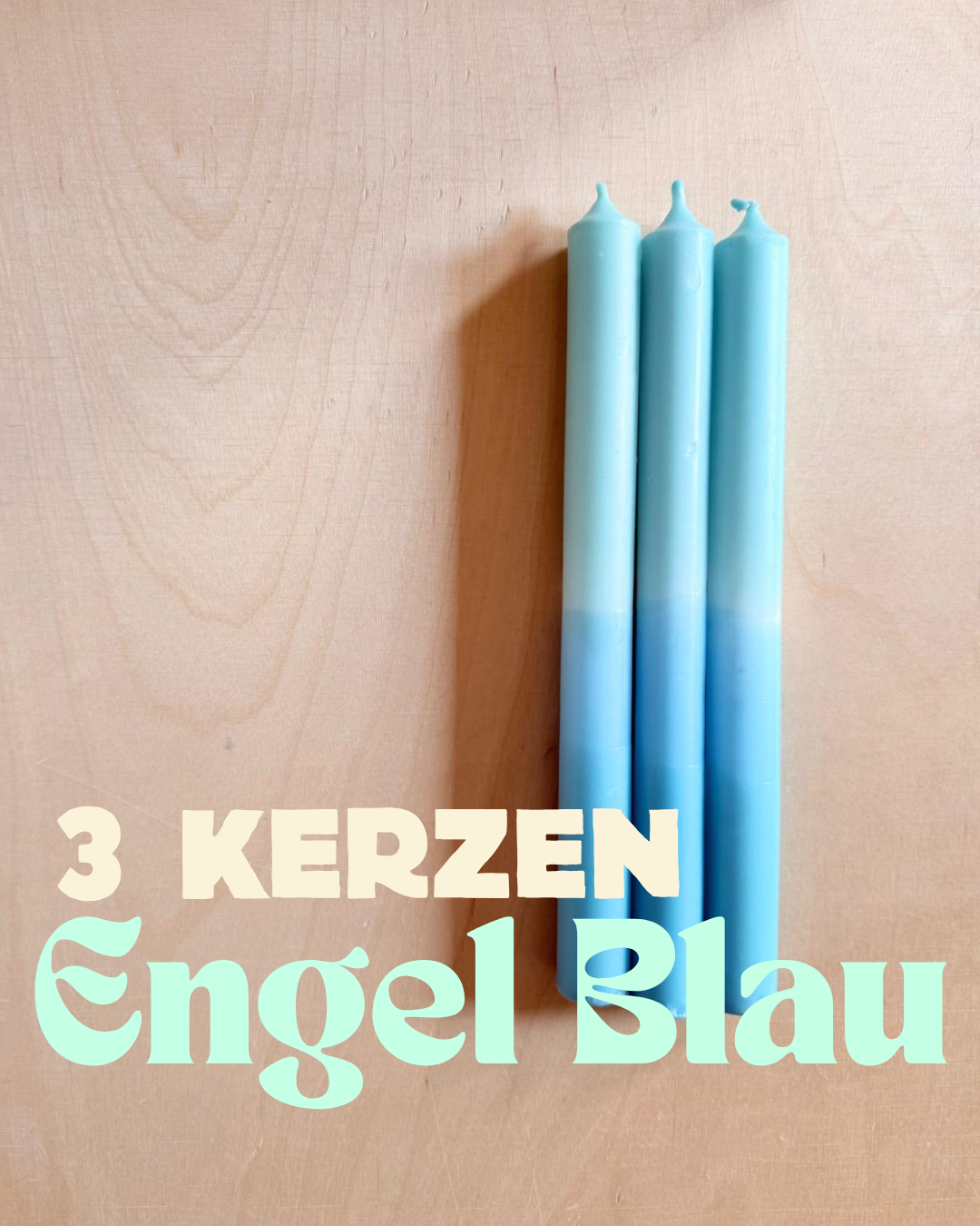 Drei klassische Tafelkerzen – Engel Blau