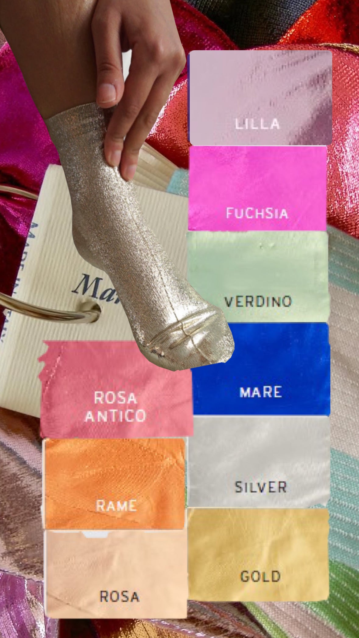 One ribbed laminated- silk socks - Frau Gold