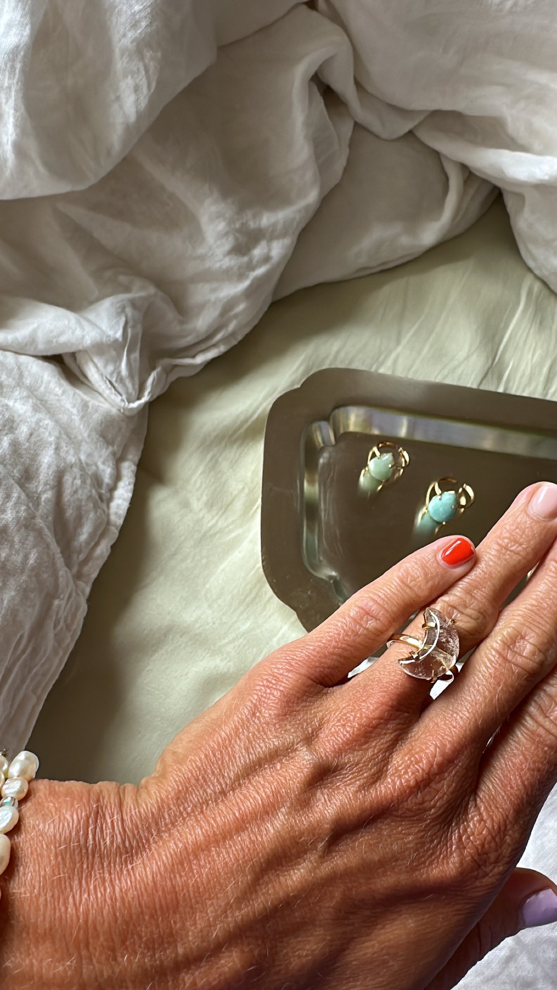 Bergkristallring Mond - Frau Gold