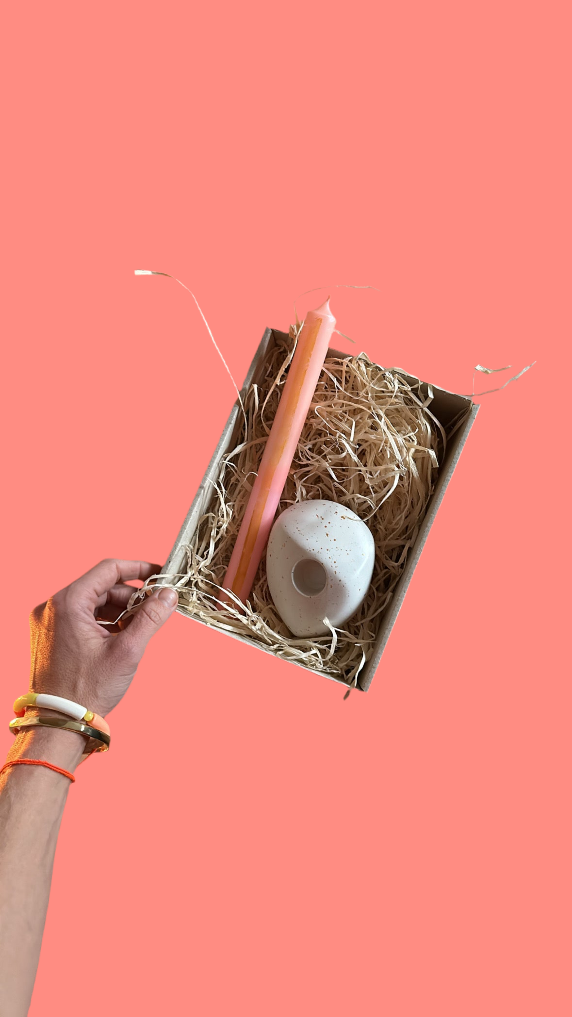 Gezeitensteine Grande, lachs, mint & goldgesprenkelt - Frau Gold