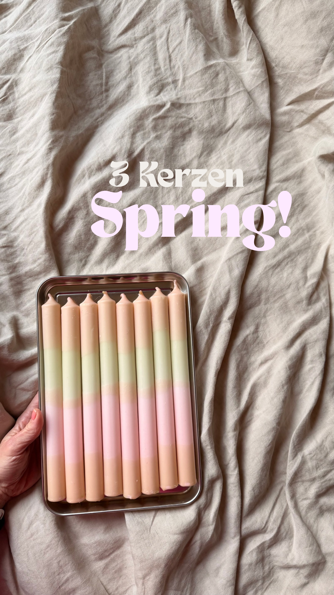 Drei klassische Tafelkerzen – Spring! - Frau Gold