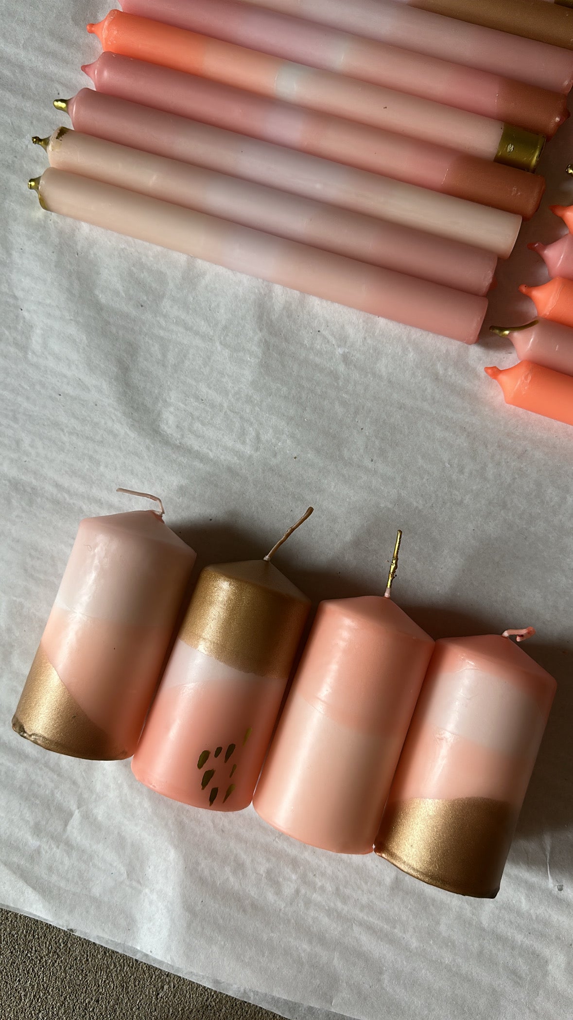 4 Blockkerzen Goldaprikose - Frau Gold