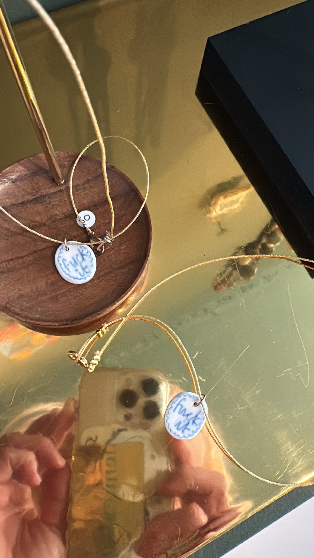 Porzellan-Kette »Fuck it« - Frau Gold