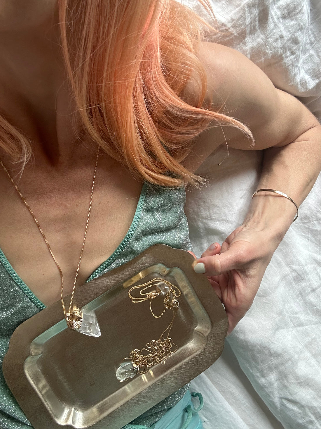 Bergkristallkette Cluster - Frau Gold