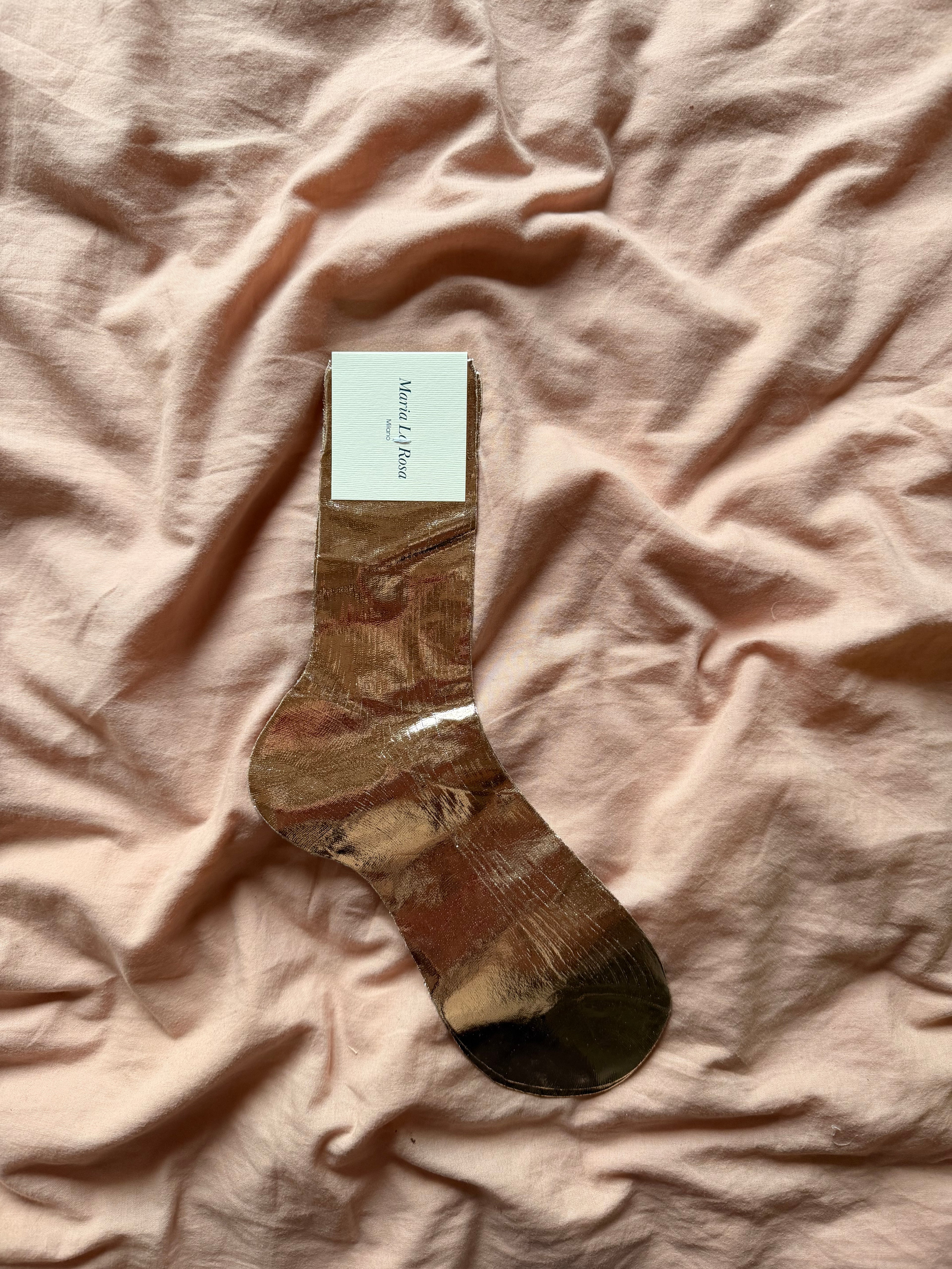 One ribbed laminated- silk socks