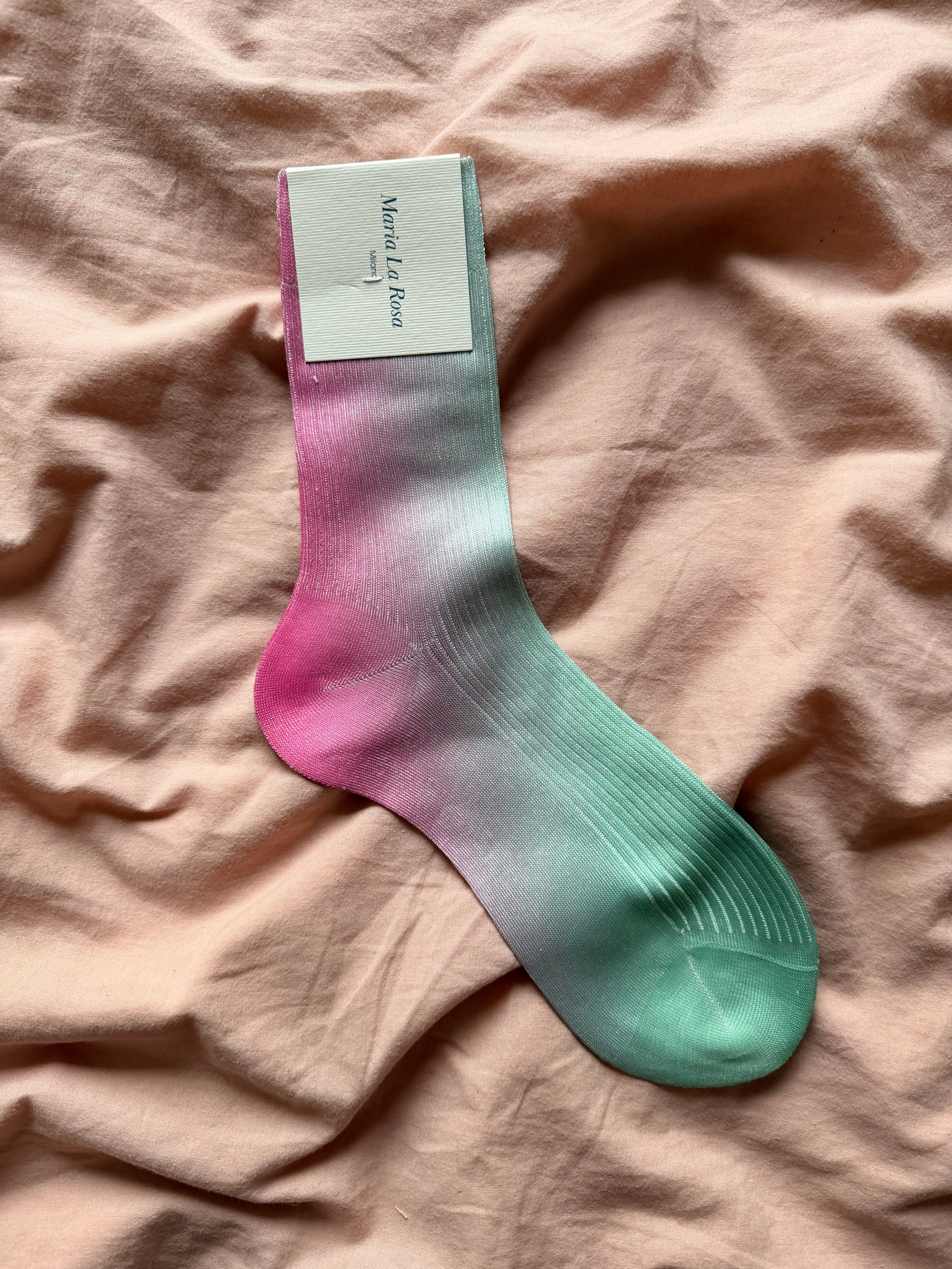 One ribbed laminated- silk socks