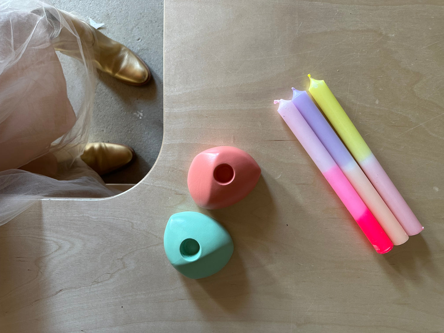 Gezeitensteine Grande, lachs, mint & goldgesprenkelt - Frau Gold