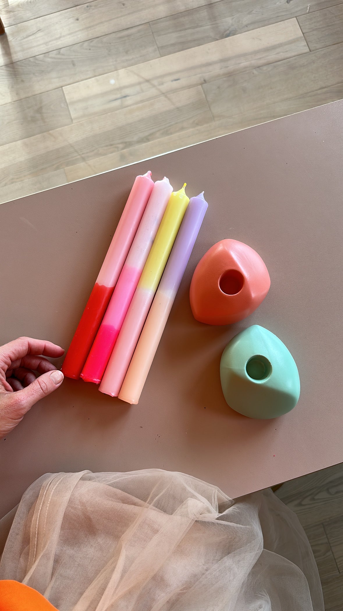 Gezeitensteine Grande, lachs, mint & goldgesprenkelt - Frau Gold