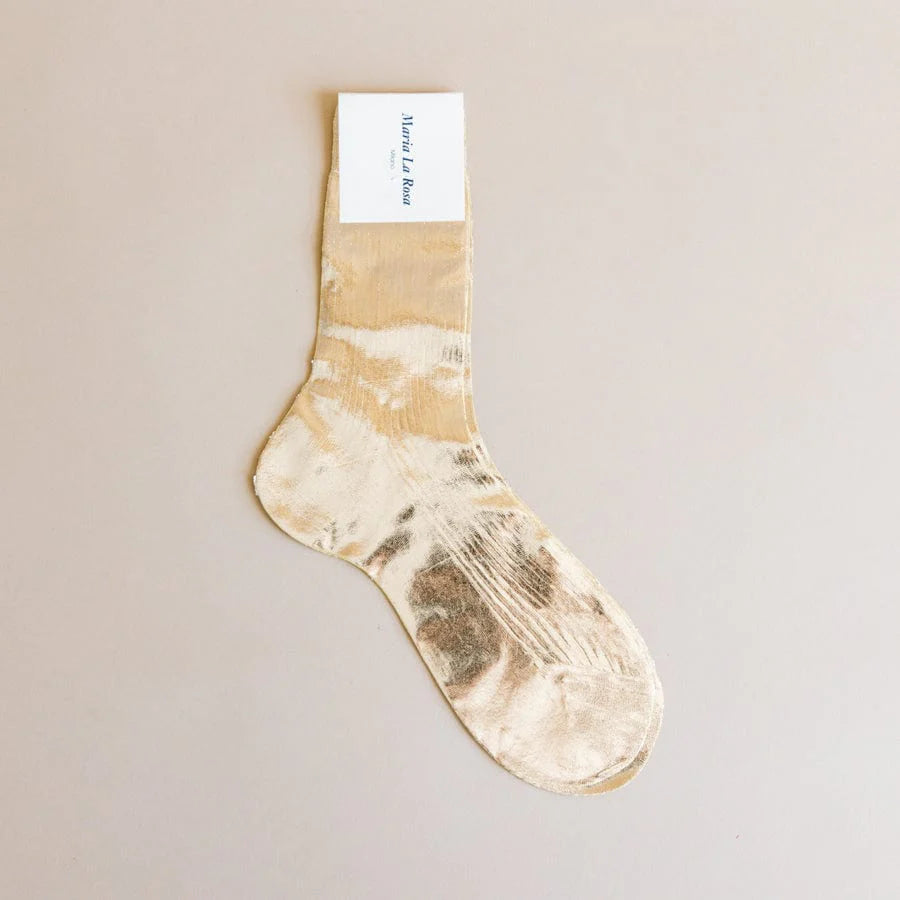 One ribbed laminated- silk socks - Frau Gold