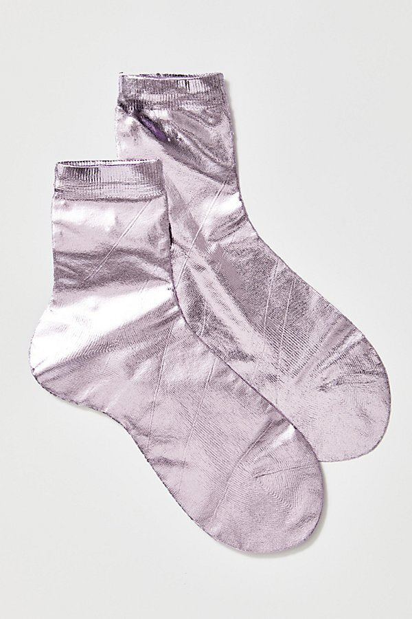 One ribbed laminated- silk socks