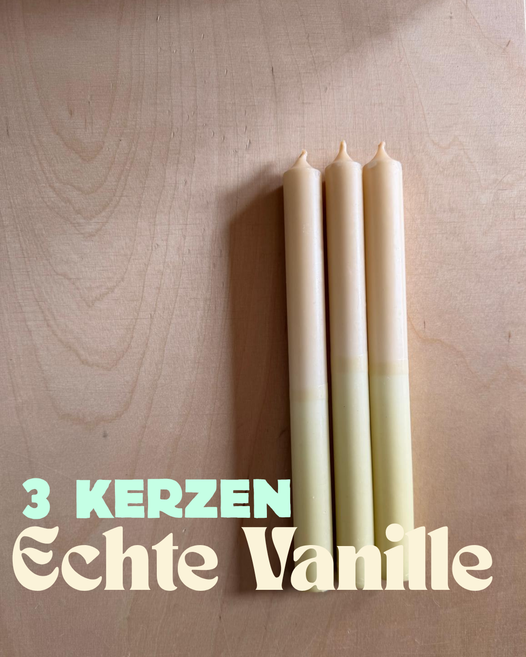 Drei klassische Tafelkerzen – Echte Vanille
