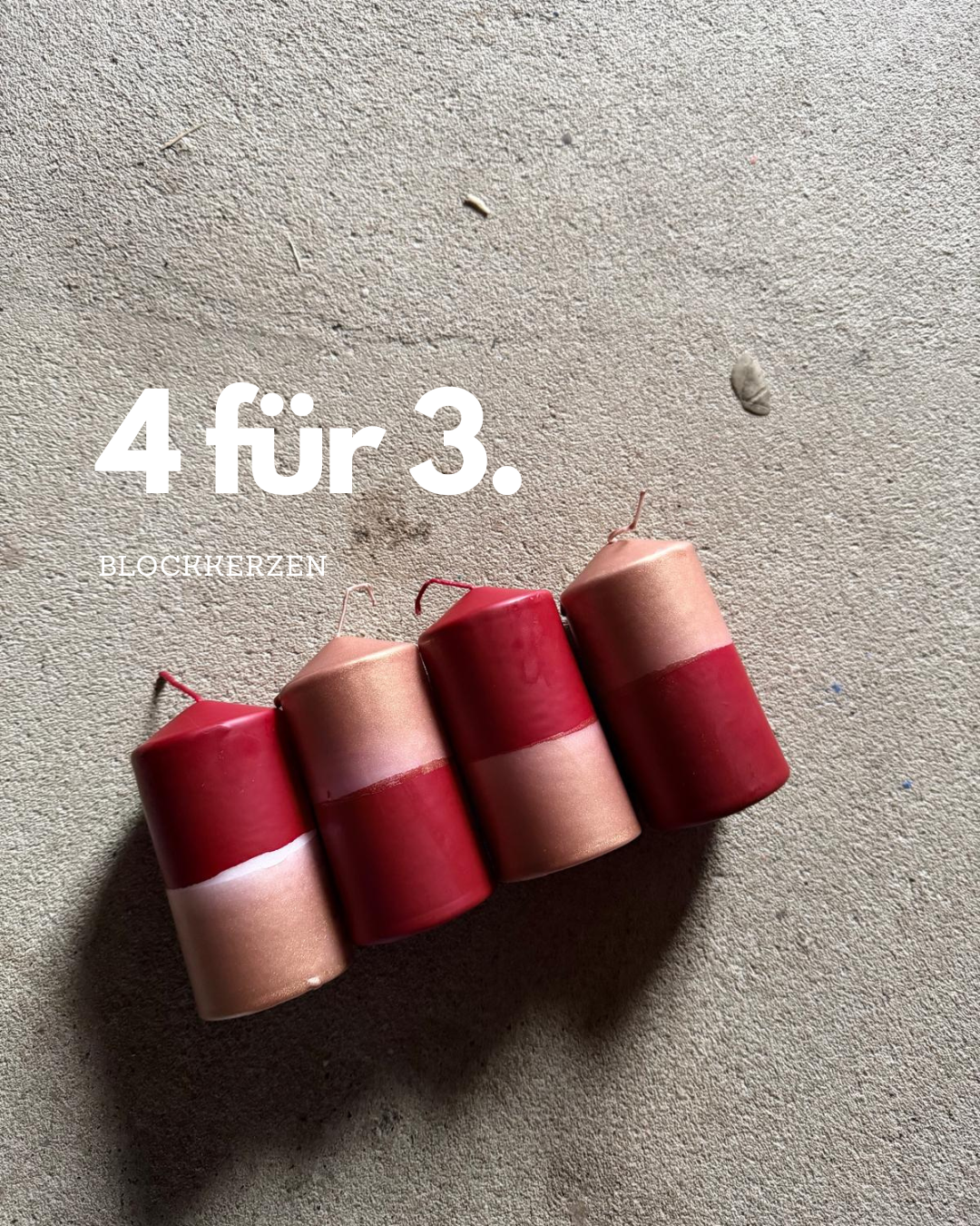 4 Blockkerzen zum Preis von 3 - Burgundy &amp; Gold