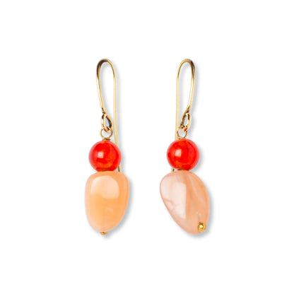 Ohrring rosa Mondstein &amp; roter Onyx