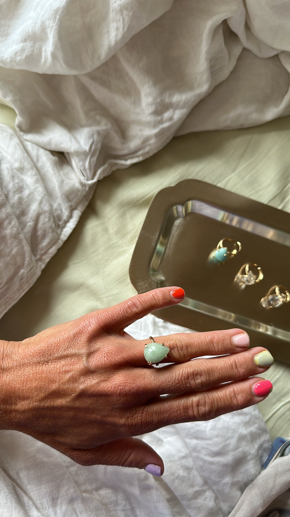 Aventurin Ring, 18 Karat vergoldet - Frau Gold