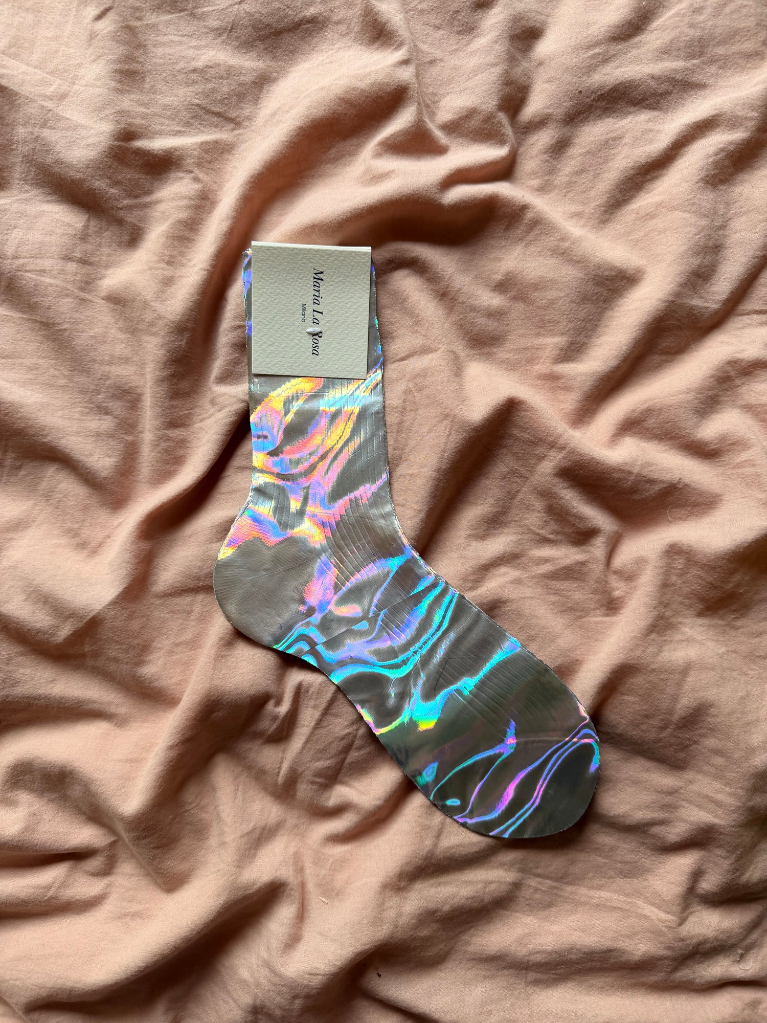 One ribbed laminated- silk socks