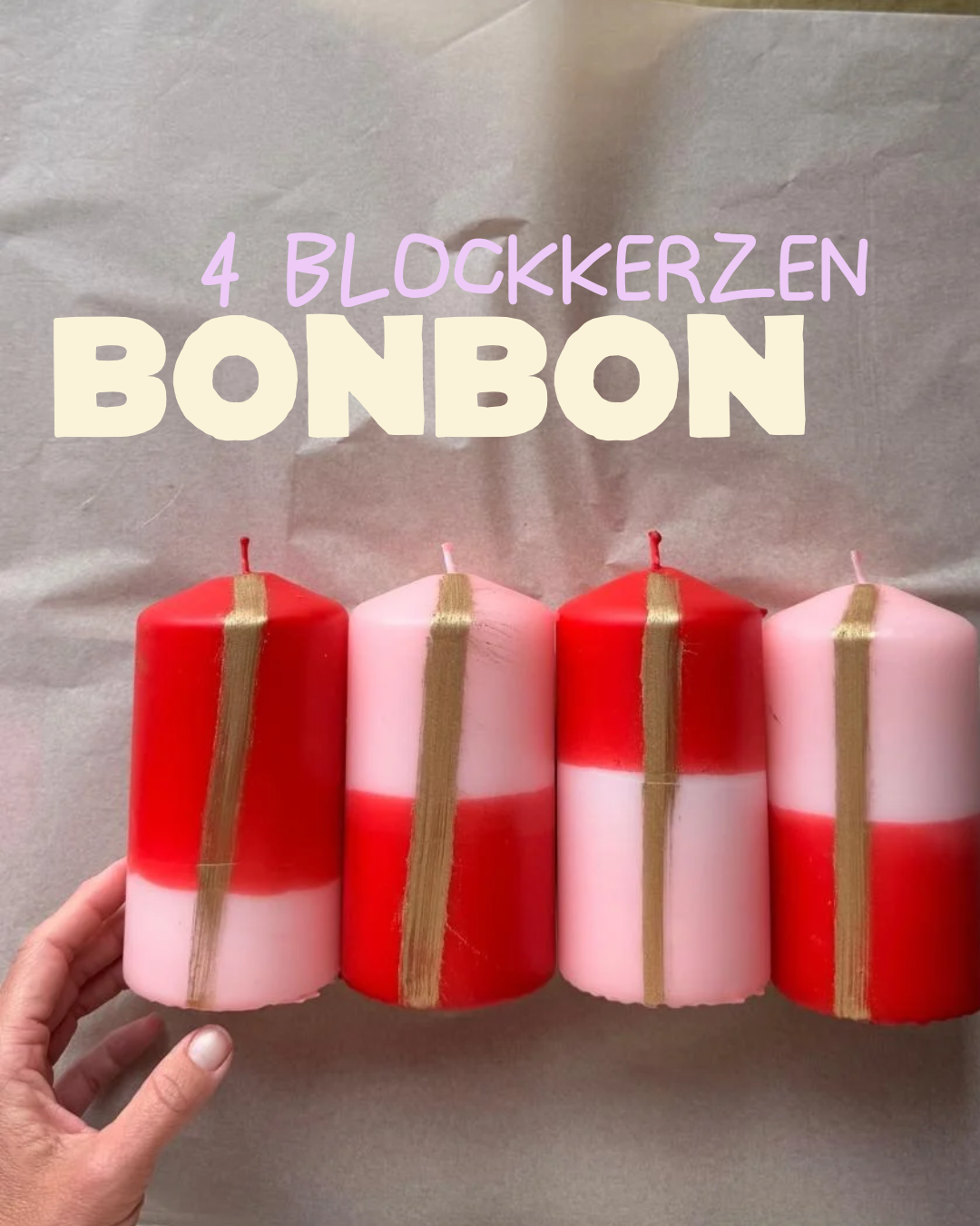 4 Blockkerzen Bonbon