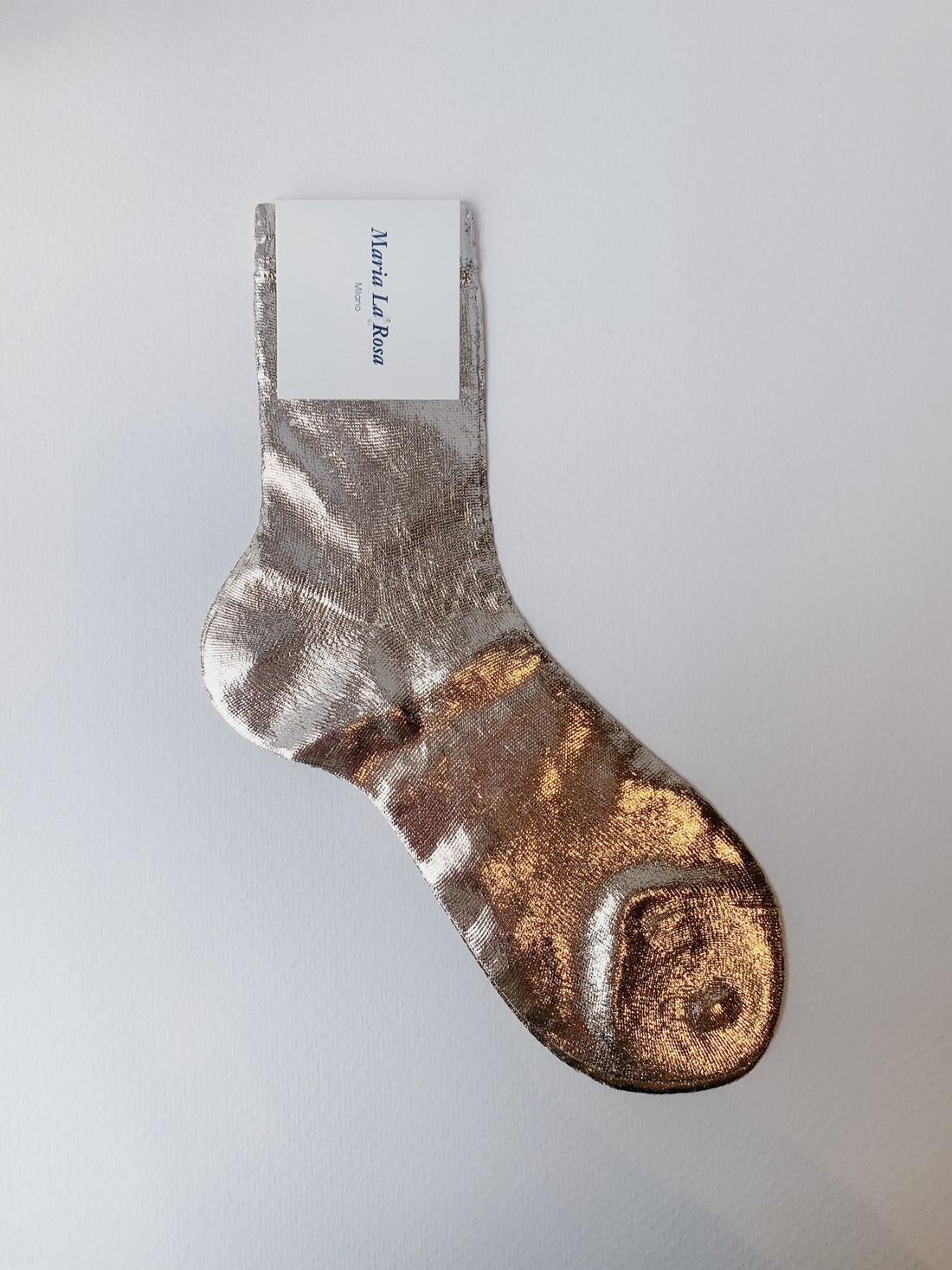 One ribbed laminated- silk socks - Frau Gold
