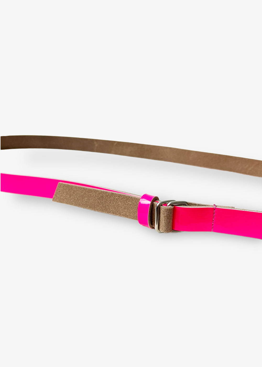 The Belt- schmaler Gürtel in Neon Pink/ Rindsleder