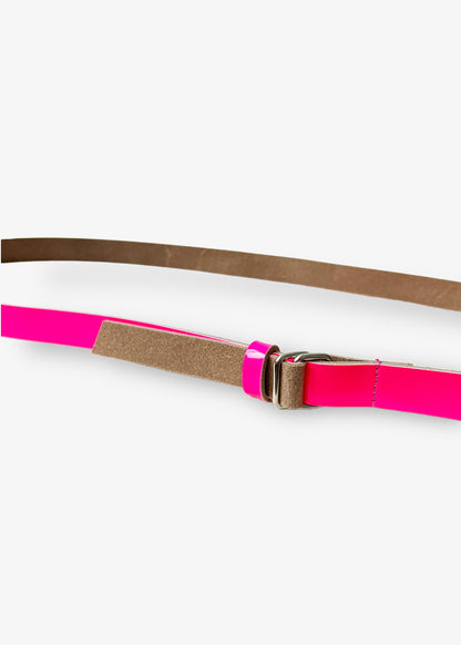 The Belt- schmaler Gürtel in Neon Pink/ Rindsleder