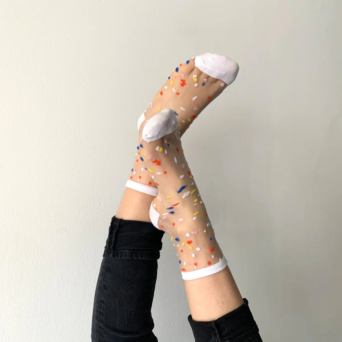 transparente Strümpfe- Konfetti - Frau Gold