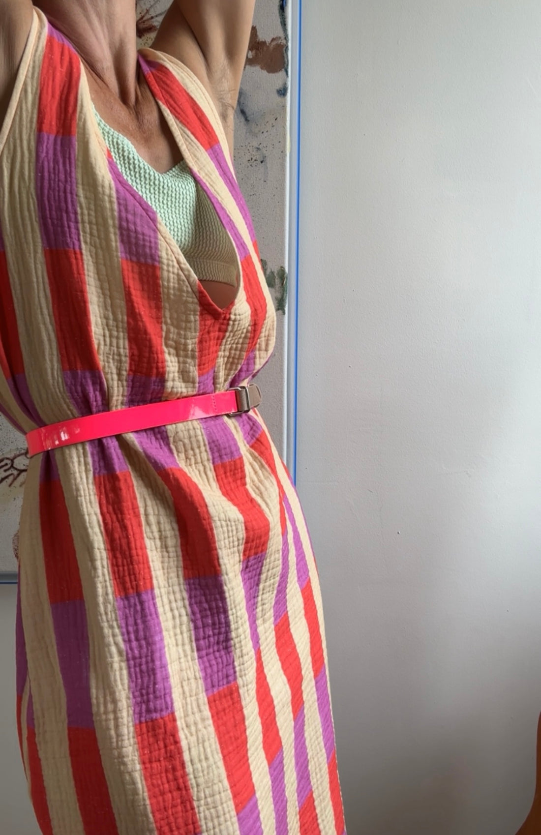 The Belt- schmaler Gürtel in Neon Pink/ Rindsleder - Frau Gold