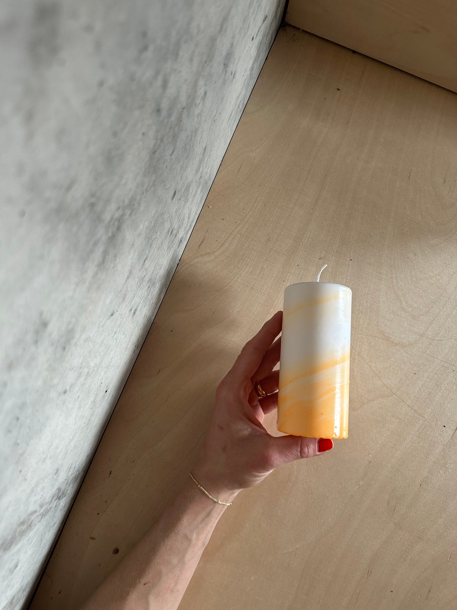 Colourcrush Marble Blockkerze Orange