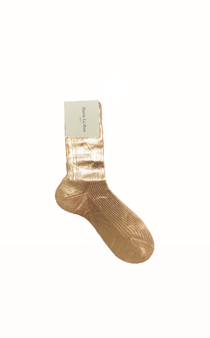 One ribbed laminated- silk socks