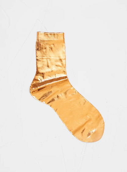 One ribbed laminated- silk socks